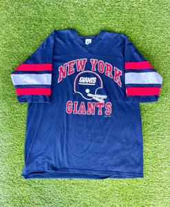 Vintage Logo 7 New York Giants V Neck T Shirt